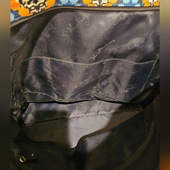 VERA BRADLEY Large Zippered Blue/Orange Printed Tote Bag - Picture 9 of 9